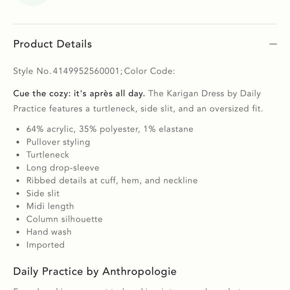 NWT Anthropologie Daily Practice Karigan Midi Sweater Dress - Picture 8 of 8
